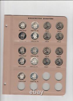 Ensemble complet de pièces de 25 cents de Washington 186 1932-1998 en HAUTE QUALITÉ avec preuves DANSCO