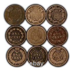 Ensemble complet de pièces de 9 cents CN Small Cent 1857-1864 Flying Eagle Indian 1c SKU-U2350