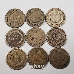 Ensemble complet de pièces de 9 cents CN Small Cent 1857-1864 Flying Eagle Indian 1c SKU-U2350