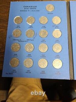 Ensemble complet de pièces de monnaie de 5 cents du Canada de 1922 à 1960