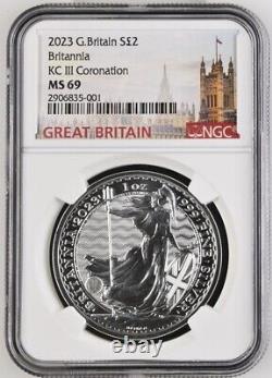 Ensemble complet de succession Britannia en argent 2023/22, 4 pièces certifiées NGC