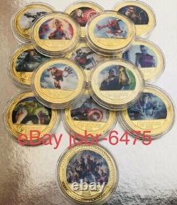 Ensemble de pièces de monnaie Marvel 26, ensemble complet en or et argent, tout neuf Superhéros Avengers