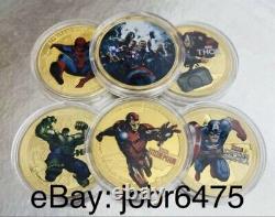 Ensemble de pièces de monnaie Marvel 26, ensemble complet en or et argent, tout neuf Superhéros Avengers