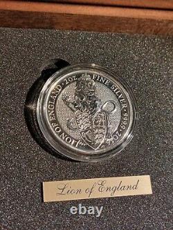 Ensemble de pièces de monnaie en argent Queens Beasts, collection complète de 2oz x 10, Royal Mint UK.