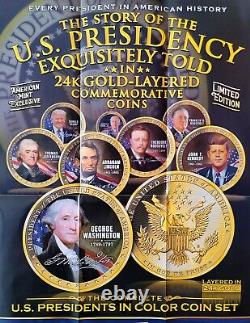 L'ensemble complet de pièces de monnaie des présidents des États-Unis en couleur