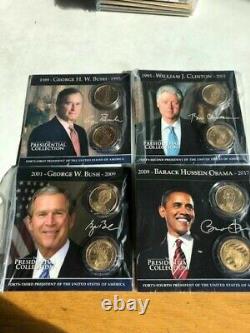 La collection présidentielle de cartes et de pièces de la série de dollars américains, complète de 1 à 44.