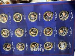 MINT AMÉRICAIN L'ensemble complet de pièces de monnaie des présidents américains en couleur, plaqué or 24 carats.