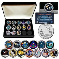MISSIONS SPATIALES APOLLO U. S. Ensemble complet de 13 pièces de monnaie du programme NASA avec BOÎTE