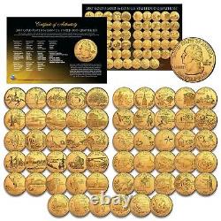 Pièces d'état des États-Unis en plaqué or, monnaie légale 56 pièces, ensemble complet avec capsules.
