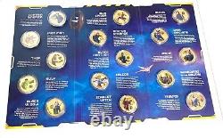 Pièces de monnaie plaquées or en édition limitée Marvel 24ct x15 ensemble complet de collection de pièces
